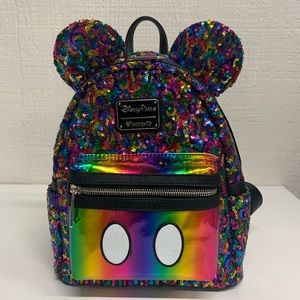 Disney Parks Loungefly rainbow Mickey Pack USED